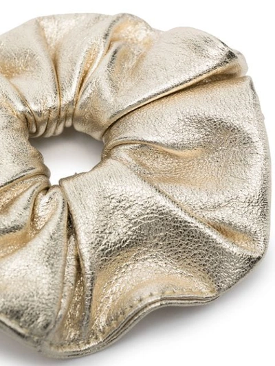 Shop Manokhi Metallic Leather Scrunchie In Gold
