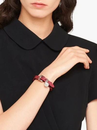 Shop Miu Miu Crystal-embellished Bracelet In Red