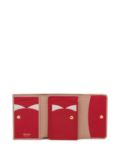 Shop Prada Trifold Logo Wallet In Pink