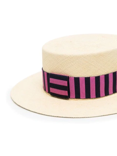 Shop Maison Michel Kiki Canotier Hat In Neutrals