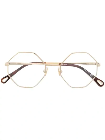 Shop Chloé Octagonal-frame Glasses In Gold