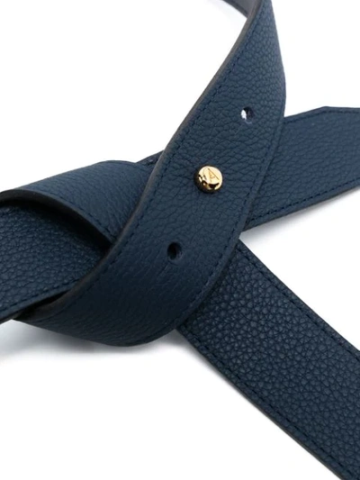 Shop Agnona Pebble-leather Knotted Belt In Blue