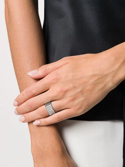 Shop Ivi Octagon Ribbed Ring In Silver