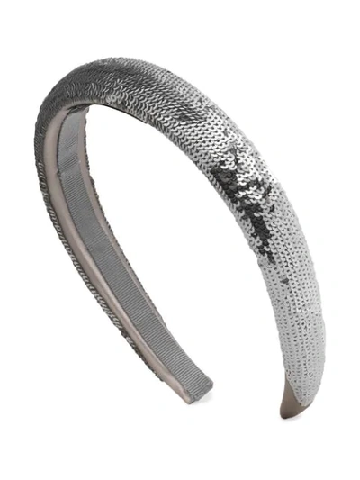 Shop Gucci Sequinned Headband In Grey