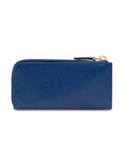 Shop Prada Keychain Wallet In Blue