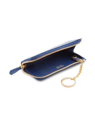 Shop Prada Keychain Wallet In Blue