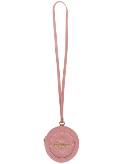 Shop Love Moschino Logo-plaque Round Coin Purse In Pink