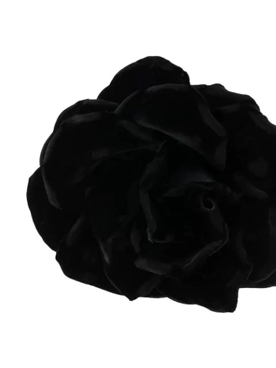 Shop Saint Laurent Rose-motif Choker Necklace In Black
