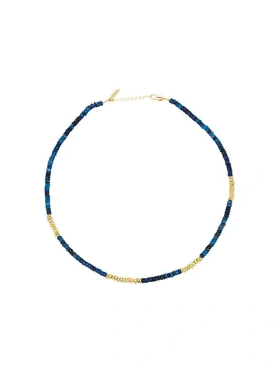 Shop All The Must Gold-plated Beaded Necklace In Blue