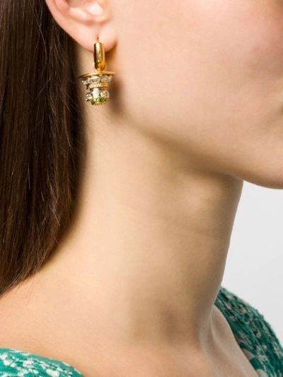 Shop Timeless Pearly Discs Hoop Earrings In Gold