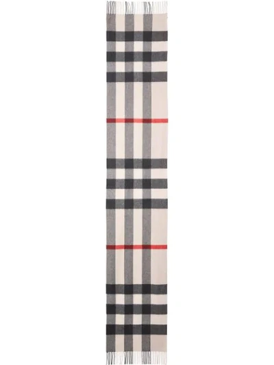 Shop Burberry Check Cashmere Scarf In Grey ,black