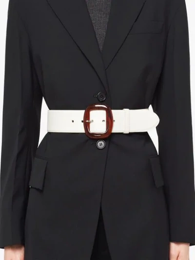 Shop Prada Leather And Plexiglas Belt In White