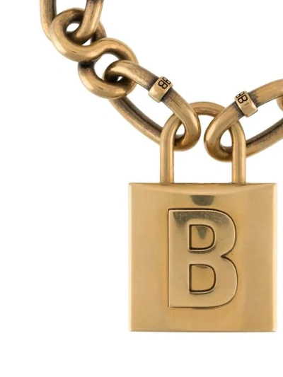 Shop Balenciaga Lock Chain Bracelet In Gold