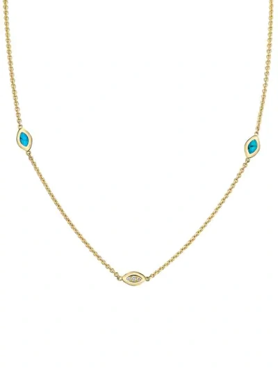 18KT GOLD DIAMOND CATS EYE NECKLACE