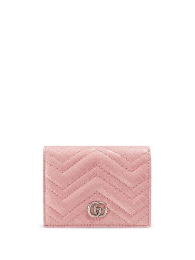 Shop Gucci Gg Marmont Card Case Wallet In Pink