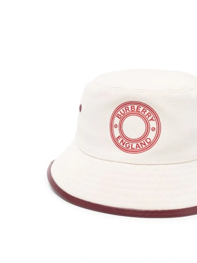 Shop Burberry Logo Print Bucket Hat In Neutrals