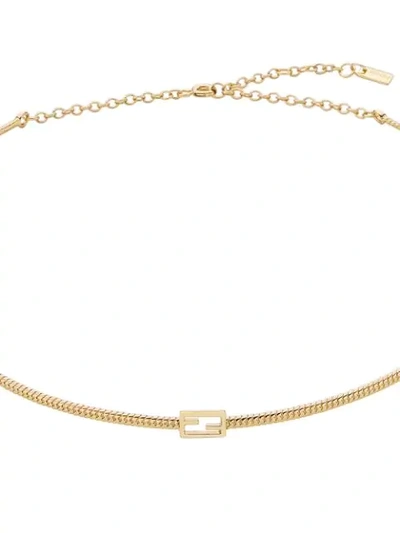 Shop Fendi Baguette Necklace In Gold