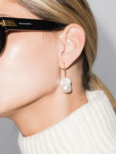 Shop Anni Lu Pearl-embellished Hoop Earrings In White