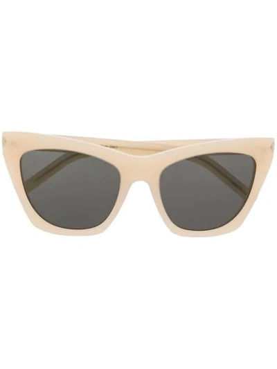 Shop Saint Laurent Sl214 Square-frame Sunglasses In Neutrals