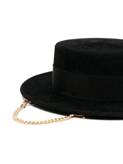 Shop Ruslan Baginskiy Chain-embellished Boater Hat In Black