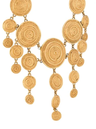 Pre-owned Dior 1980s  Textured Dangling Necklace In Gold