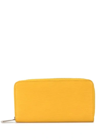 Pre-owned Louis Vuitton  Textured All Around Zipped Wallet In Yellow