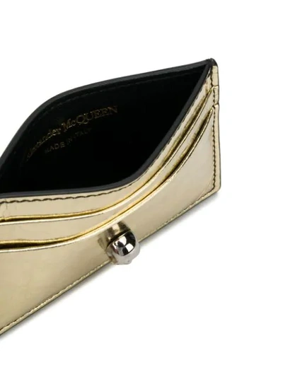 Shop Alexander Mcqueen Skull-embellished Cardholder In Gold