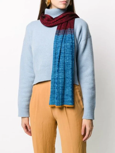 Shop Missoni Colour-block Knitted Scarf In Blue