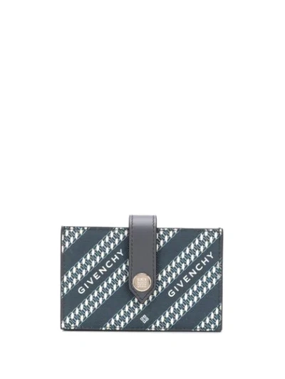 Shop Givenchy Logo Diagonal Stripe Cardholder In Blue