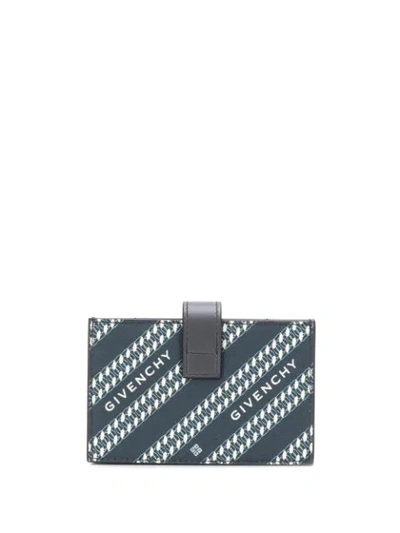 Shop Givenchy Logo Diagonal Stripe Cardholder In Blue
