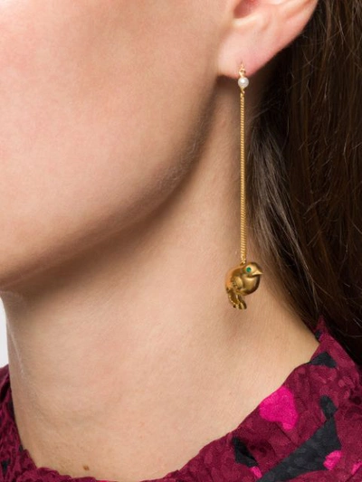 Shop Gucci Single Chick Drop Earring In Gold