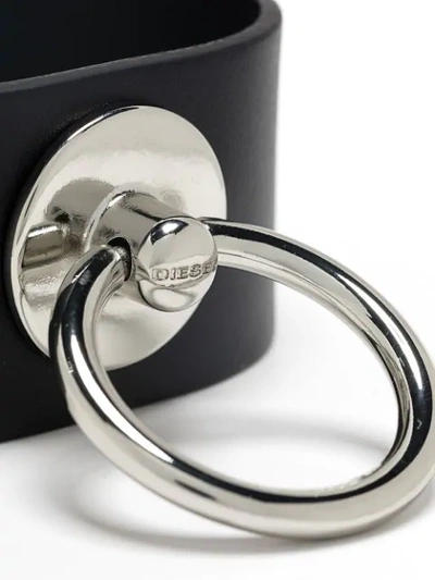 Shop Diesel Ring Detail Wide Bracelet In Black