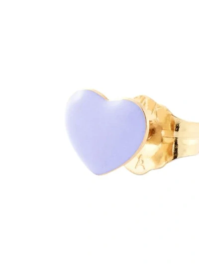 Shop Alison Lou 14kt Yellow Gold Lilac Enamel Heart Stud In Purple
