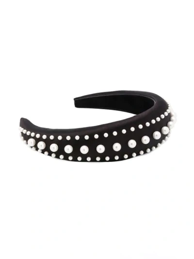 Shop Ferragamo Pearl-embellished Headband In Neutrals
