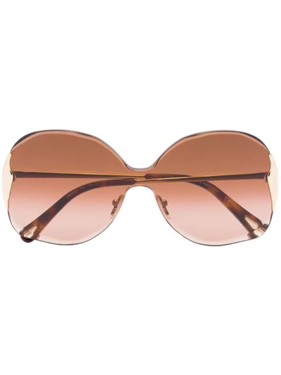 BROWN AND GOLD TONE CURTIS SUNGLASSES
