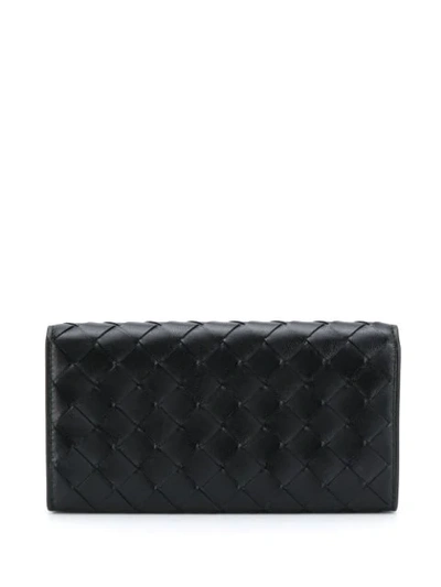 Shop Bottega Veneta Intrecciato Weave Continental Wallet In Black