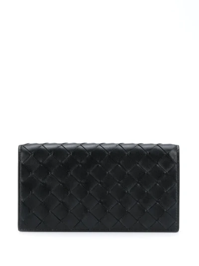 Shop Bottega Veneta Intrecciato Weave Continental Wallet In Black