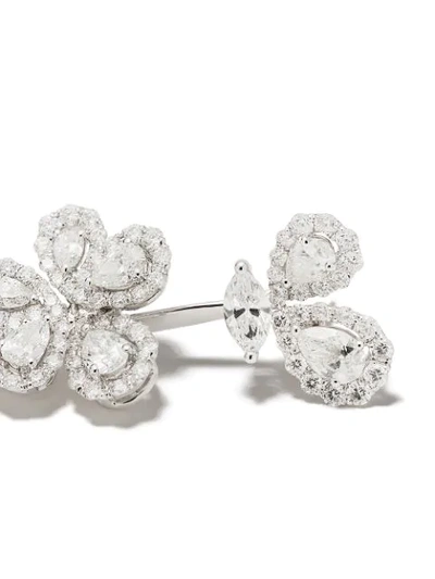 Shop David Morris 18kt White Gold Le Jardin Flower Drop Diamond Earrings