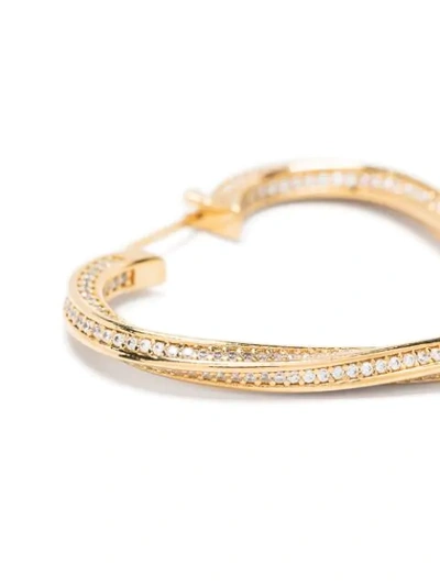 Shop Saint Laurent Crystal Heart Earrings In Gold