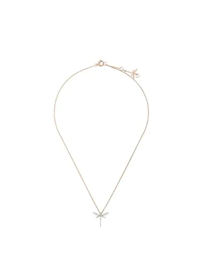 Shop Anapsara 18kt Rose Gold And Diamond Mini Dragonfly Necklace In Pink