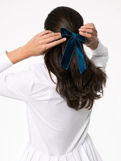 Shop Jennifer Behr Naomi Velvet Barrette In Blue