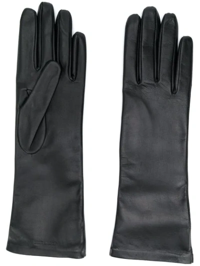 Shop Saint Laurent Logo-debossed 5-finger Gloves In Black
