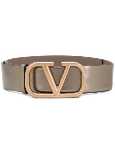Shop Valentino Vlogo Buckle Belt In Gold