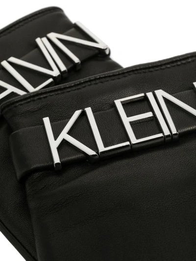 Shop Calvin Klein Textured Logo Plaque Gloves In Black