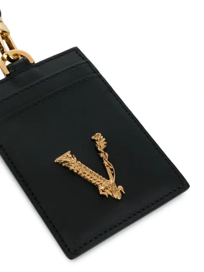 Shop Versace Virtus Neck-strap Cardholder In Black