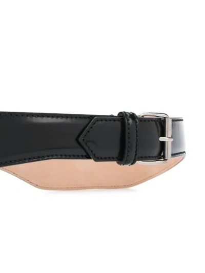 Shop Alexander Mcqueen Wide Leather Belt In Black