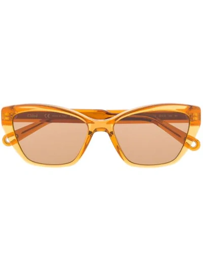Shop Chloé Willow Rectangular-frame Sunglasses In Brown