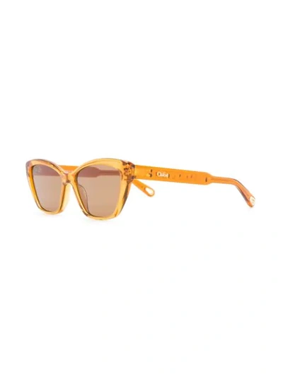 Shop Chloé Willow Rectangular-frame Sunglasses In Brown