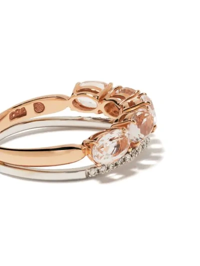 Shop Brumani 18kt Rose And White Gold Looping Diamond And Quartz Ring In Rose Gold