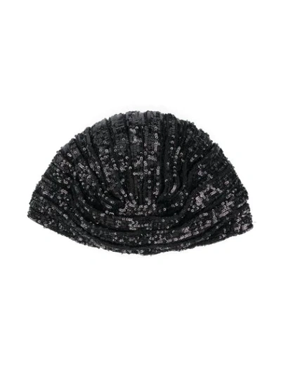 Shop Saint Laurent Sequin Turban In Black